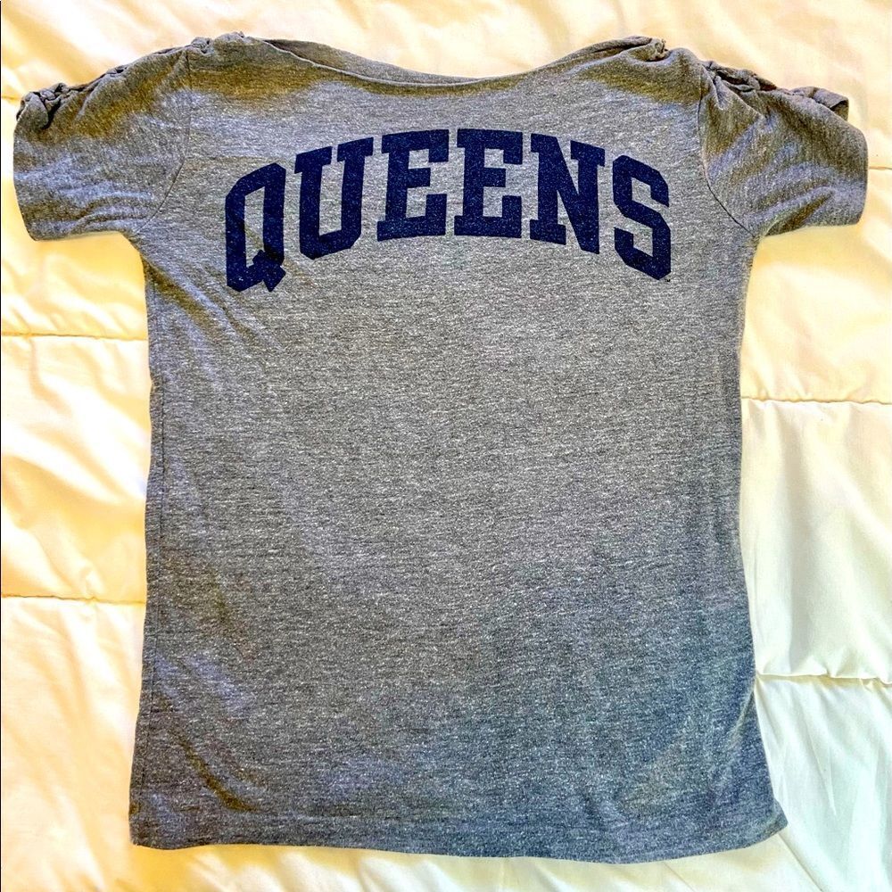“Queens” Styled Tee Cut out Neck/ Tied Sleeves Med